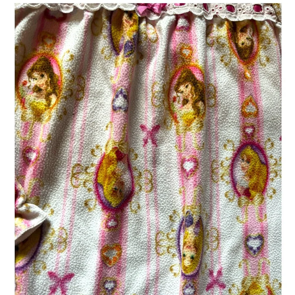Disney Princess Toddler Girl 5t Flannel Granny Nightgown Belle Aurora‎ Rapunzel - Picture 3 of 8